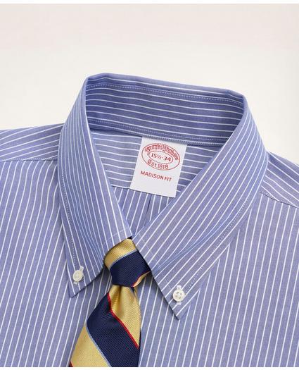Stretch Madison Relaxed-Fit Dress Shirt, Non-Iron Poplin Button-Down Collar Ground Stripe, image 2