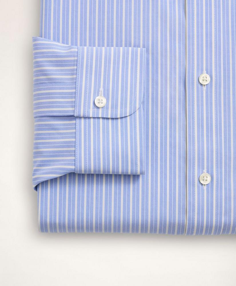 Stretch Milano Slim-Fit Dress Shirt, Non-Iron Poplin Button-Down Collar Ground Alternating Stripe, image 4