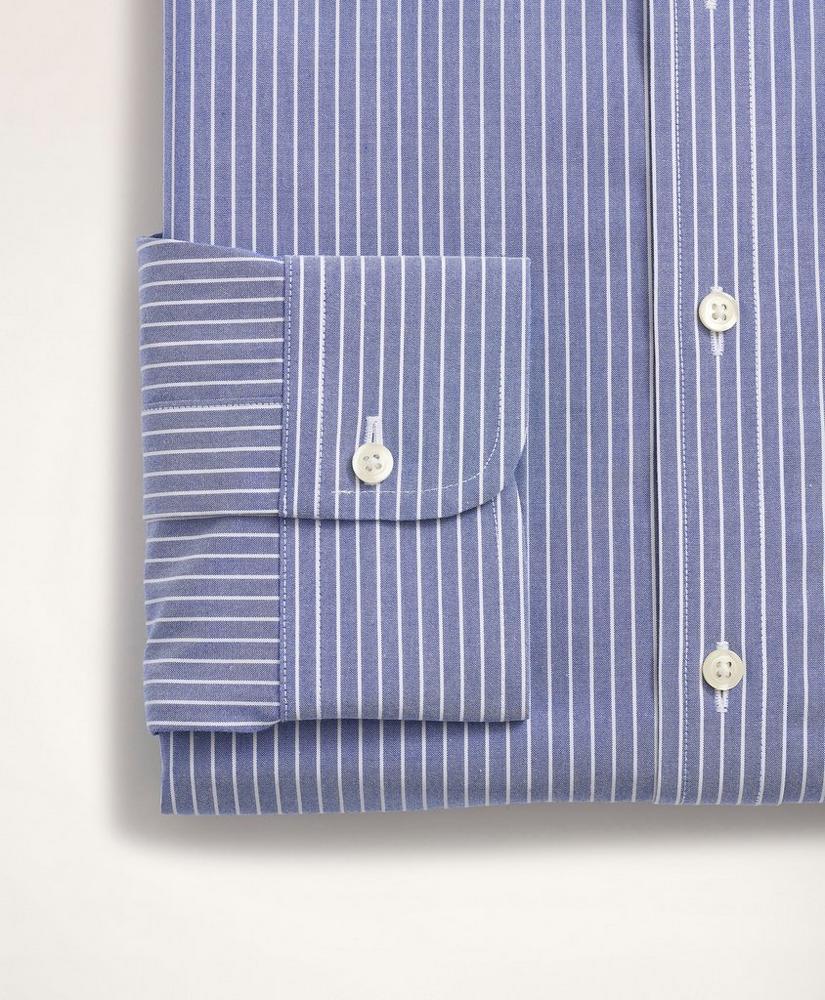 Stretch Milano Slim-Fit Dress Shirt, Non-Iron Poplin Button-Down Collar Ground Stripe, image 4