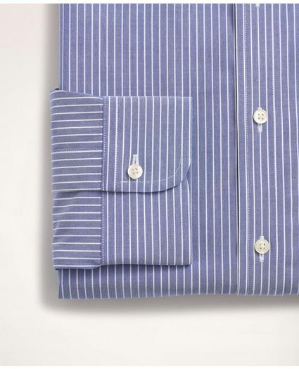 Stretch Milano Slim-Fit Dress Shirt, Non-Iron Poplin Button-Down Collar Ground Stripe, image 4