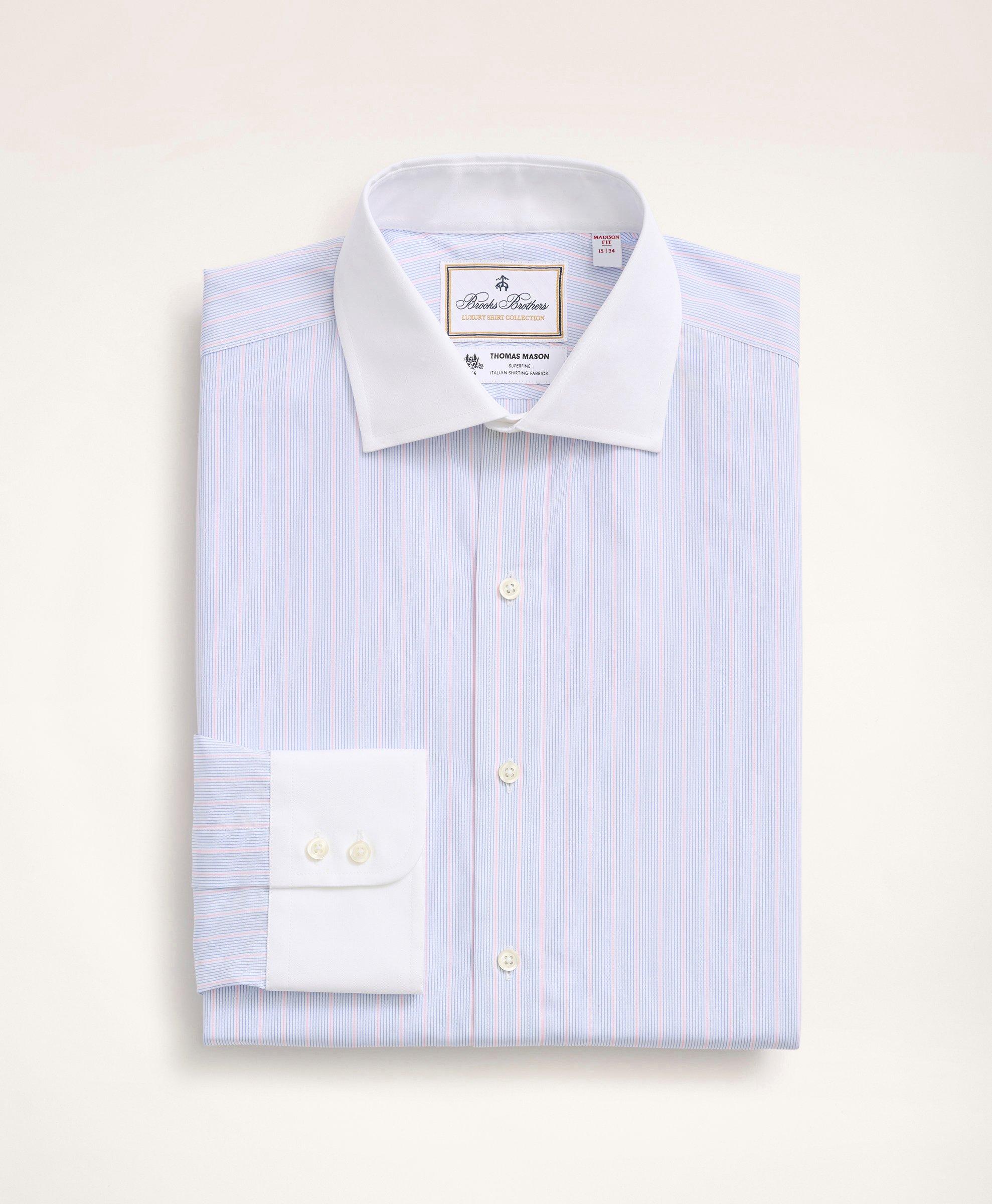 Brooks Brothers x Thomas Mason® Madison Relaxed-Fit Dress Shirt, Poplin  English Collar Multi-Stripe