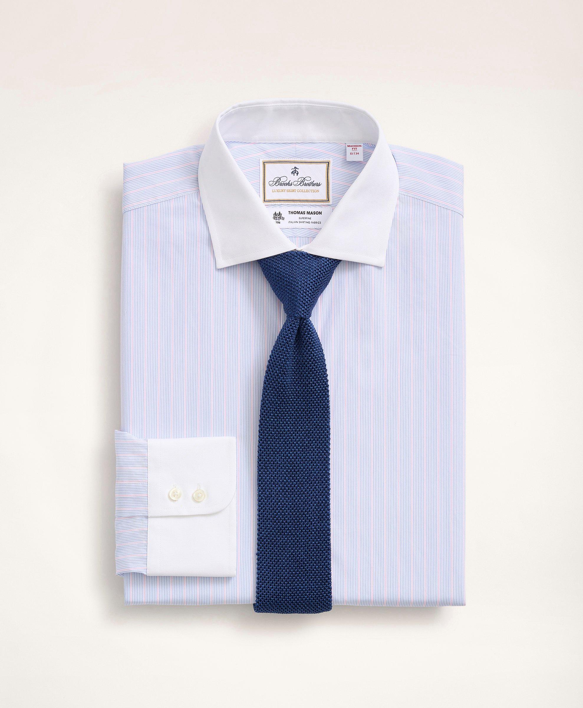 Brooks Brothers x Thomas Mason® Madison Relaxed-Fit Dress Shirt, Poplin  English Collar Multi-Stripe