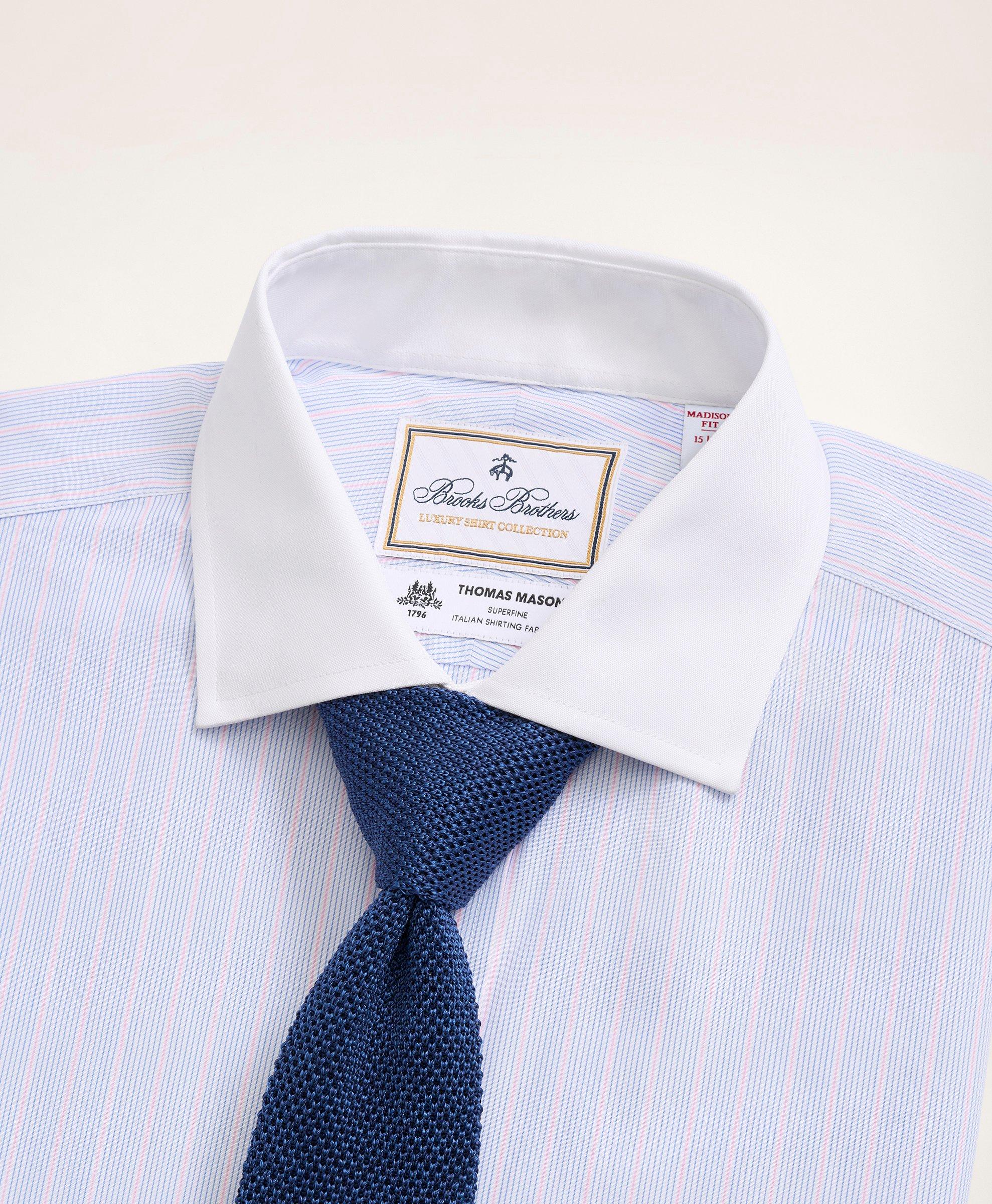 Brooks Brothers x Thomas Mason® Madison Relaxed-Fit Dress Shirt, Poplin  English Collar Multi-Stripe