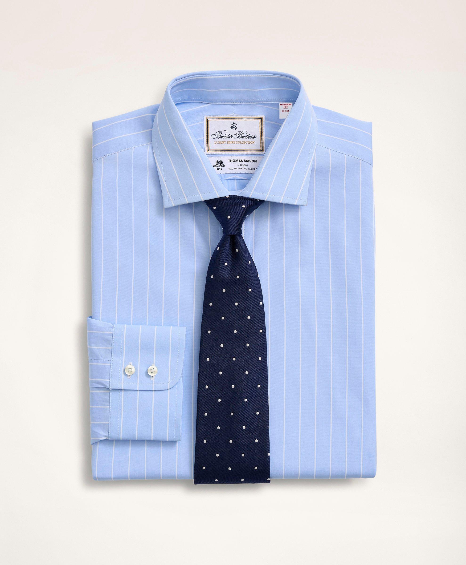 Brooks Brothers x Thomas Mason® Madison Relaxed-Fit Dress Shirt, Poplin  English Collar Bold Stripe