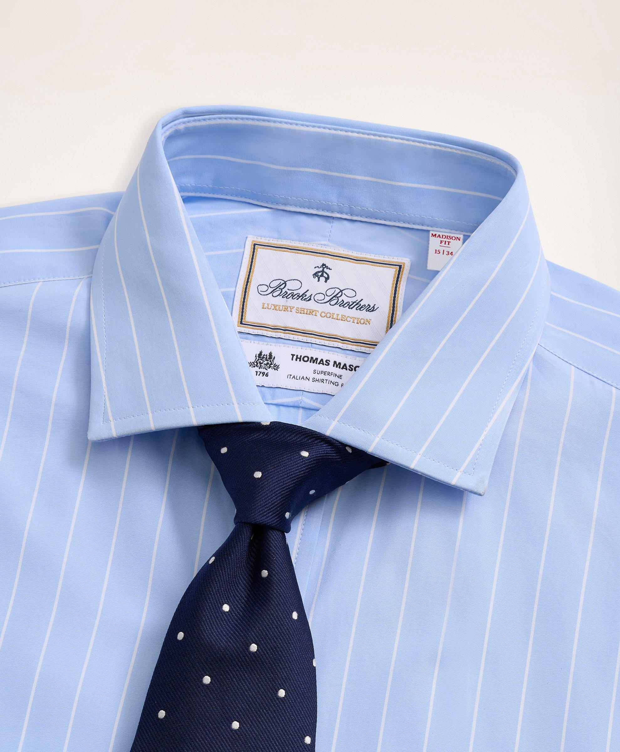 Brooks Brothers x Thomas Mason® Madison Relaxed-Fit Dress Shirt, Poplin  English Collar Bold Stripe