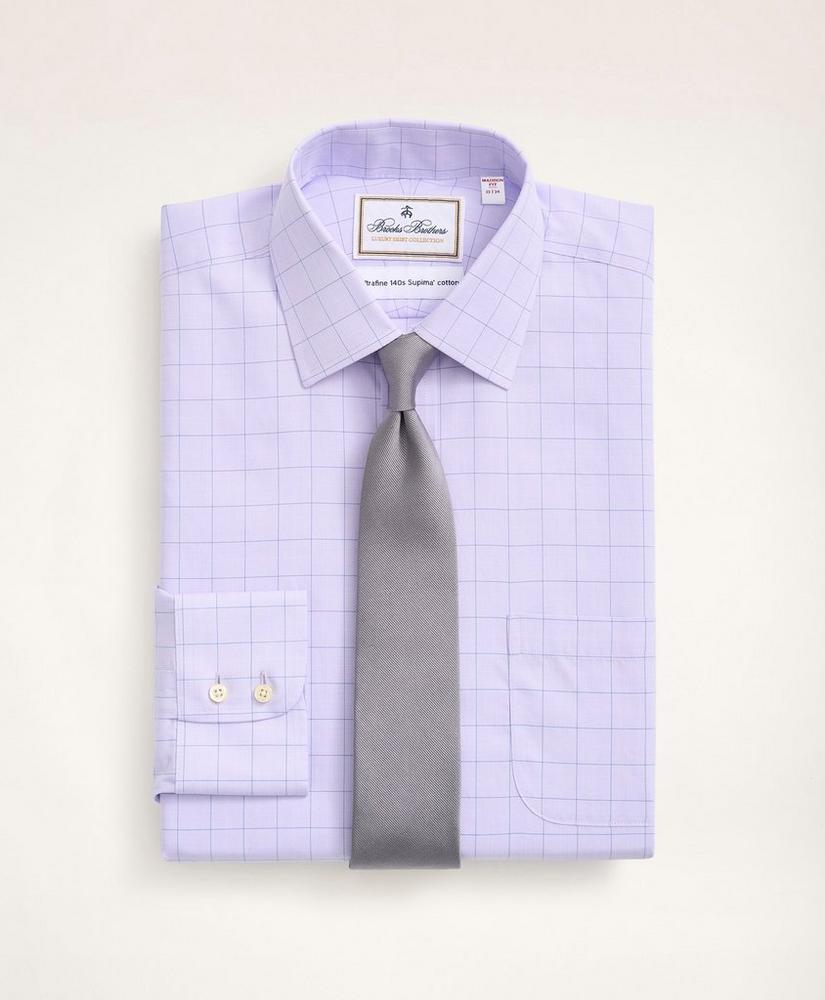 Madison Relaxed-Fit Dress Shirt, Non-Iron Ultrafine Twill Ainsley Collar Grid Check, image 1