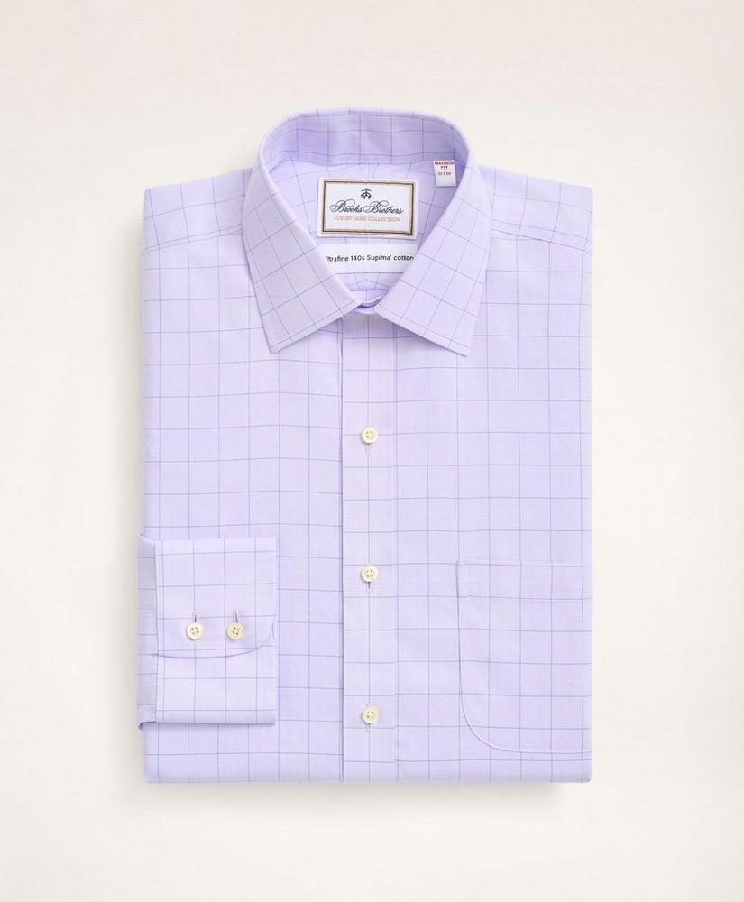 Madison Relaxed-Fit Dress Shirt, Non-Iron Ultrafine Twill Ainsley Collar Grid Check, image 3