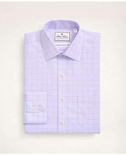 Madison Relaxed-Fit Dress Shirt, Non-Iron Ultrafine Twill Ainsley Collar Grid Check, image 3