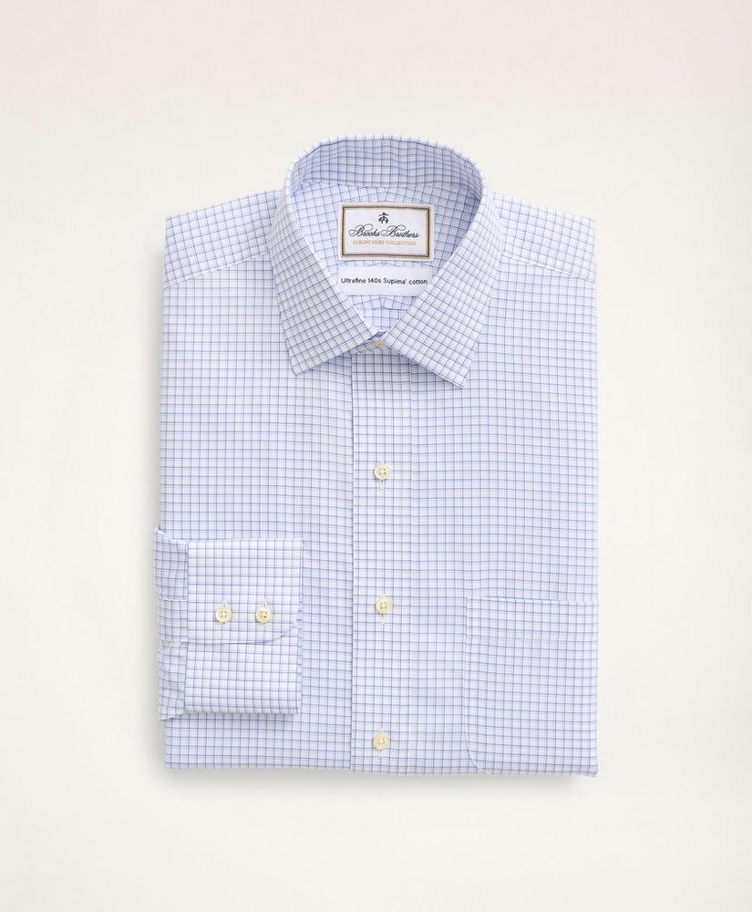 Madison Relaxed-Fit Dress Shirt, Non-Iron Ultrafine Twill Ainsley Collar Double-Grid Check, image 4