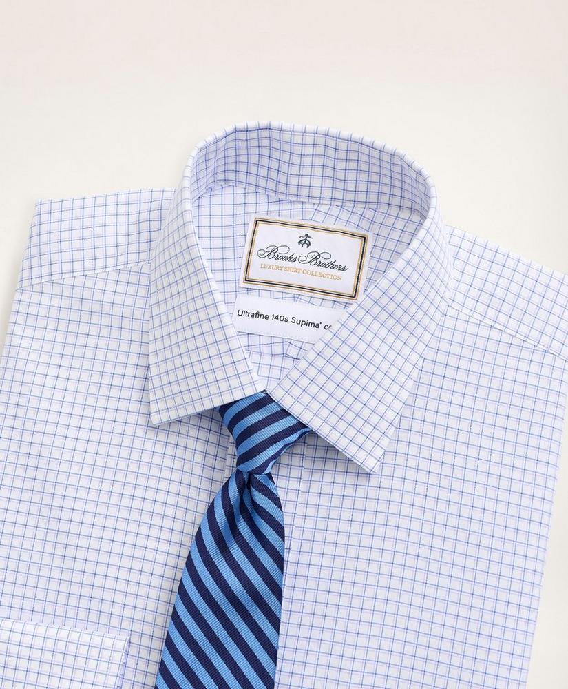 Milano Slim-Fit Dress Shirt, Non-Iron Ultrafine Twill Ainsley Collar Double-Grid Check, image 2