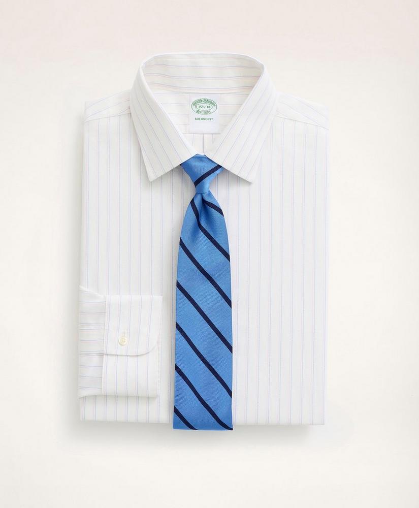 Stretch Milano Slim-Fit Dress Shirt, Non-Iron Royal Oxford Ainsley Collar Pinstripe, image 1