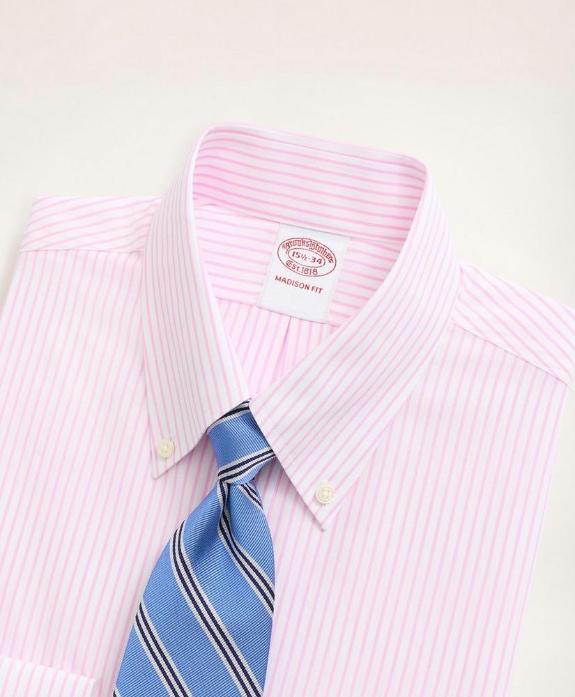 Stretch Madison Relaxed-Fit Dress Shirt, Non-Iron Poplin Button-Down Collar Pencil Stripe, image 2