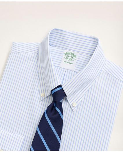 Stretch Milano Slim-Fit Dress Shirt, Non-Iron Poplin Button-Down Collar Pencil Stripe, image 2