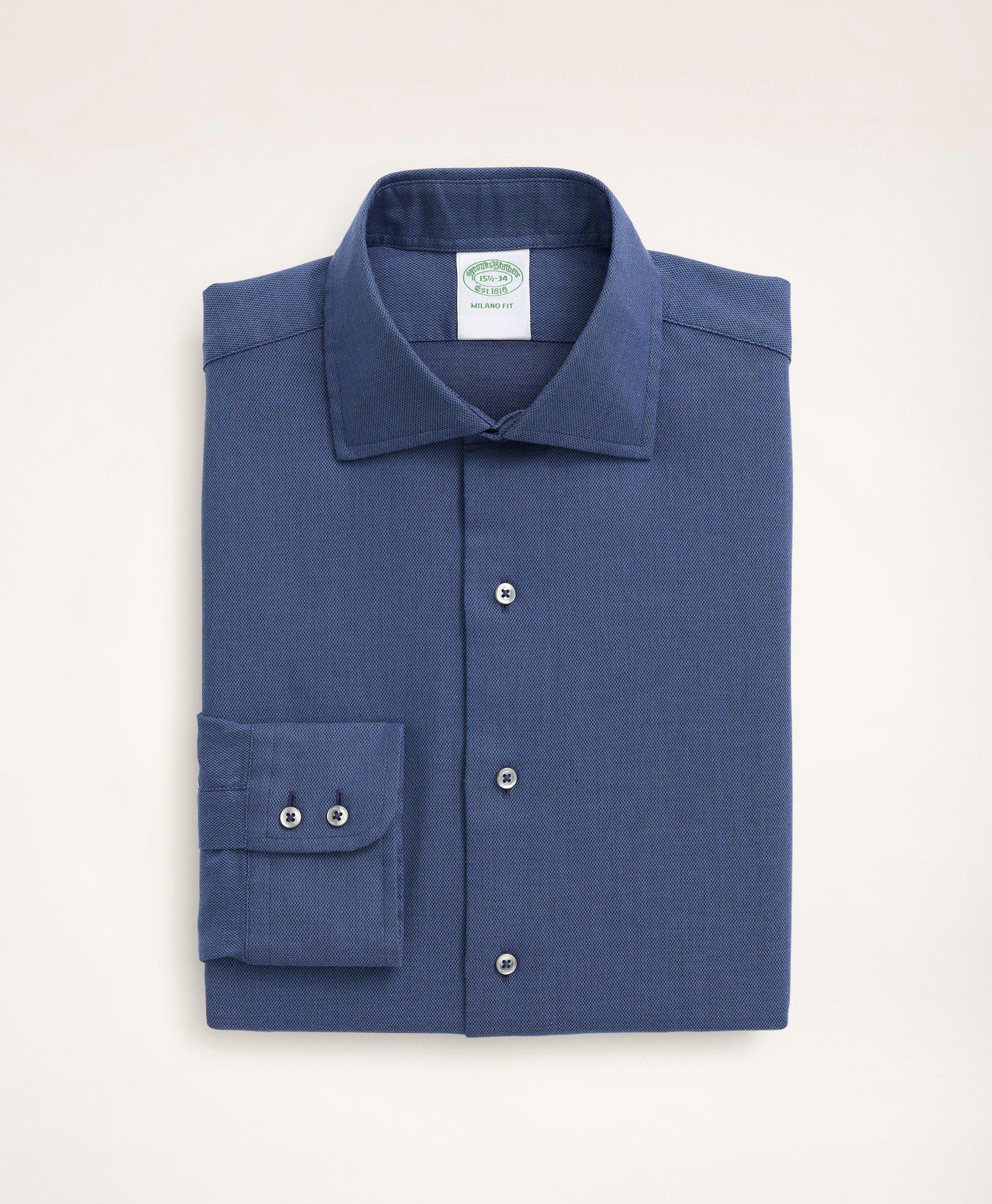 Milano Slim-Fit Dress Shirt, Dobby English Collar Solid