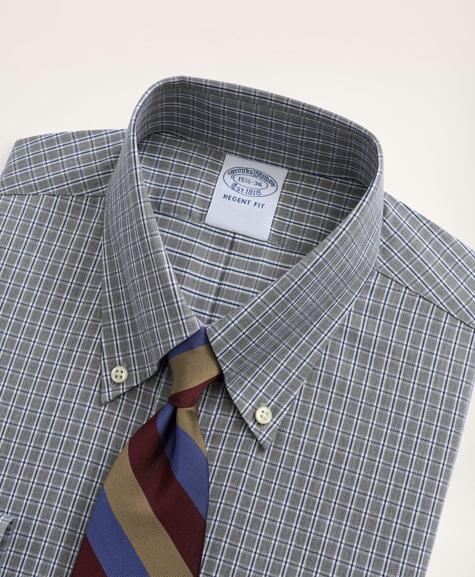 Stretch Regent Regular-Fit Dress Shirt, Non-Iron Twill Mini-Check Button  Down Collar