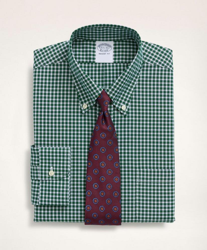 Stretch Regent Regular-Fit Dress Shirt, Non-Iron Pinpoint Oxford Button Down Collar Gingham, image 1