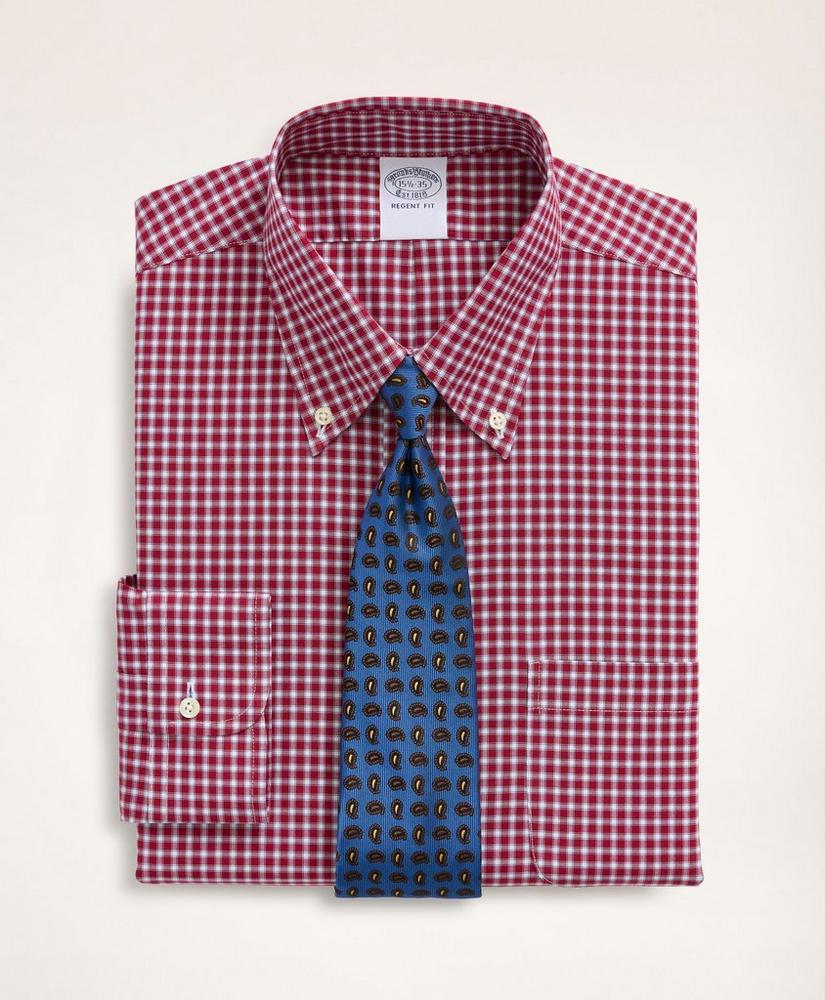 Stretch Regent Regular-Fit Dress Shirt, Non-Iron Pinpoint Oxford Button Down Collar Gingham, image 1
