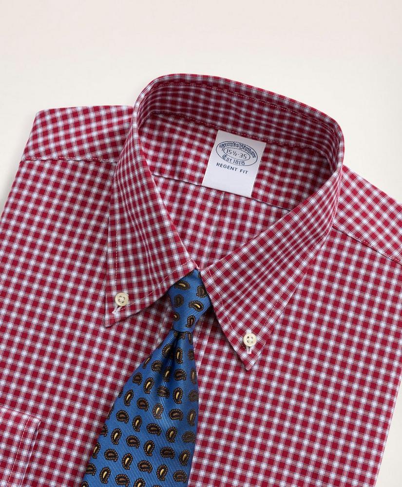 Stretch Regent Regular-Fit Dress Shirt, Non-Iron Pinpoint Oxford Button Down Collar Gingham, image 2