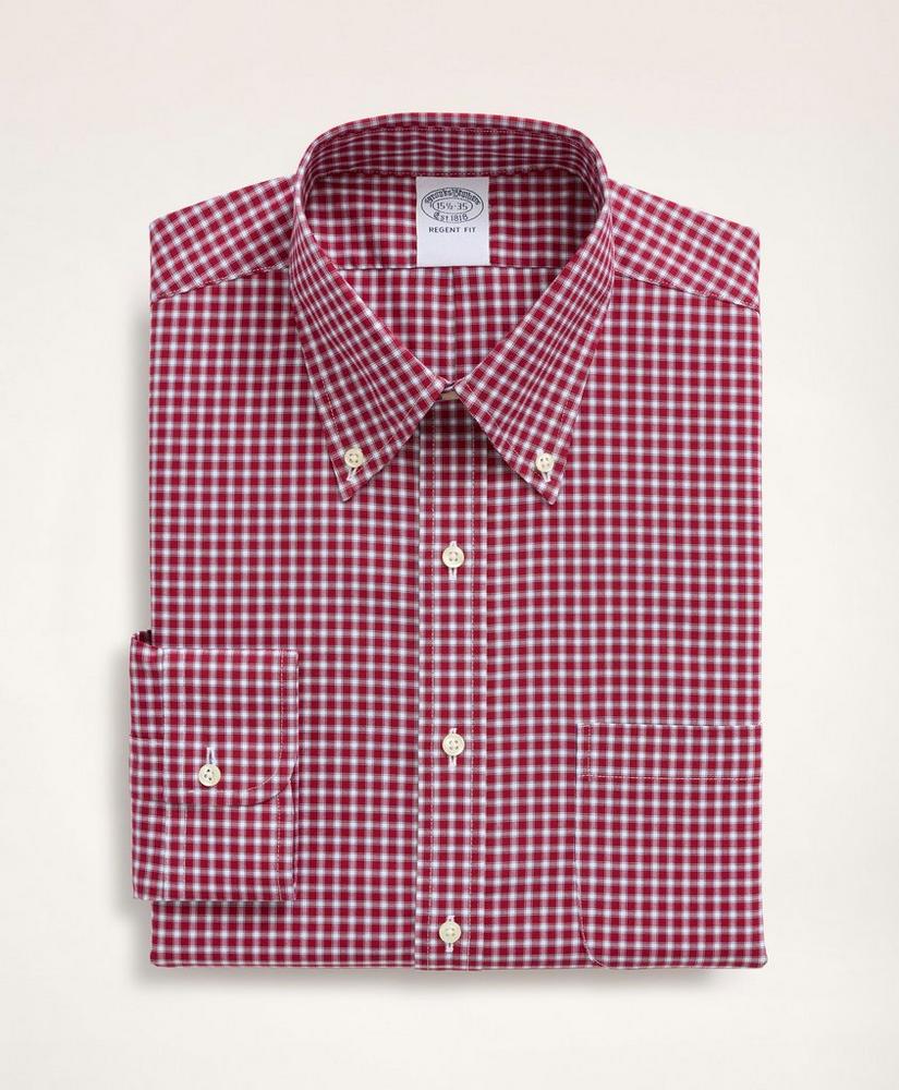 Stretch Regent Regular-Fit Dress Shirt, Non-Iron Pinpoint Oxford Button Down Collar Gingham, image 3