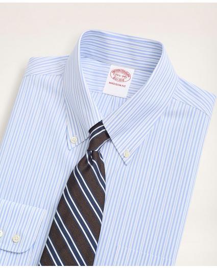 Stretch Madison Relaxed-Fit Dress Shirt, Non-Iron Poplin Button Down Collar Stripe, image 2