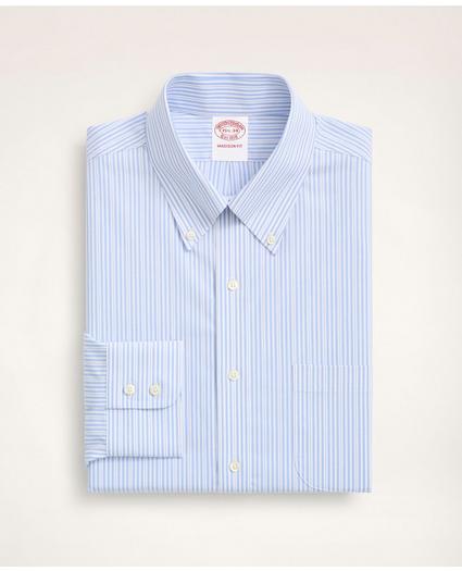 Stretch Madison Relaxed-Fit Dress Shirt, Non-Iron Poplin Button Down Collar Stripe, image 3