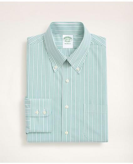Stretch Milano Slim-Fit Dress Shirt, Non-Iron Poplin Button Down Collar Stripe, image 3