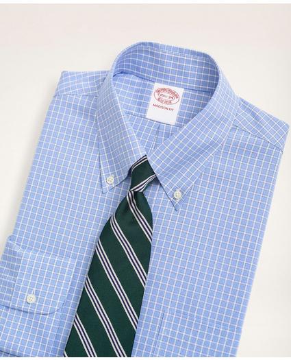 Stretch Madison Relaxed-Fit Dress Shirt, Non-Iron Pinpoint Oxford Button Down Collar Gingham, image 2