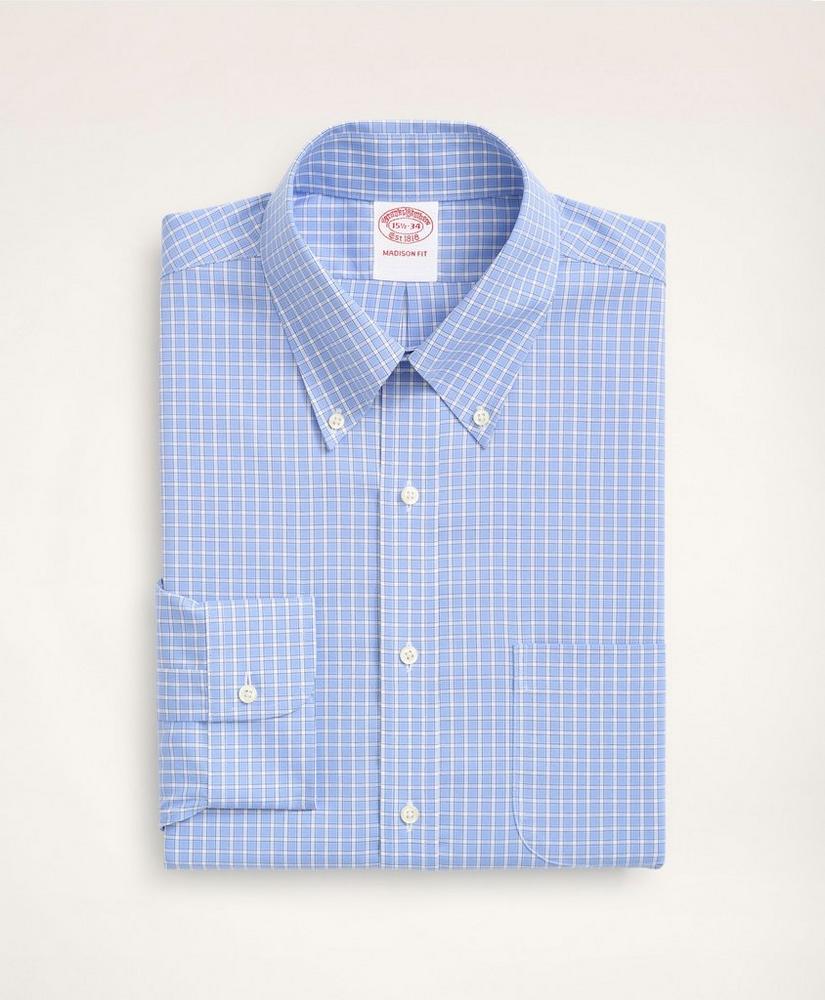 Stretch Madison Relaxed-Fit Dress Shirt, Non-Iron Pinpoint Oxford Button Down Collar Gingham, image 3
