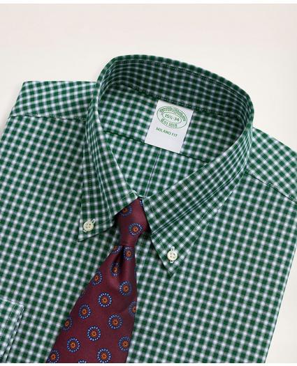 Stretch Milano Slim-Fit Dress Shirt, Non-Iron Pinpoint Oxford Button Down Collar Gingham, image 2