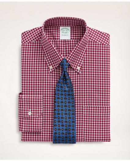 Stretch Milano Slim-Fit Dress Shirt, Non-Iron Pinpoint Oxford Button Down Collar Gingham, image 1
