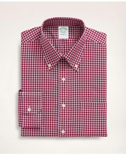Stretch Milano Slim-Fit Dress Shirt, Non-Iron Pinpoint Oxford Button Down Collar Gingham, image 3