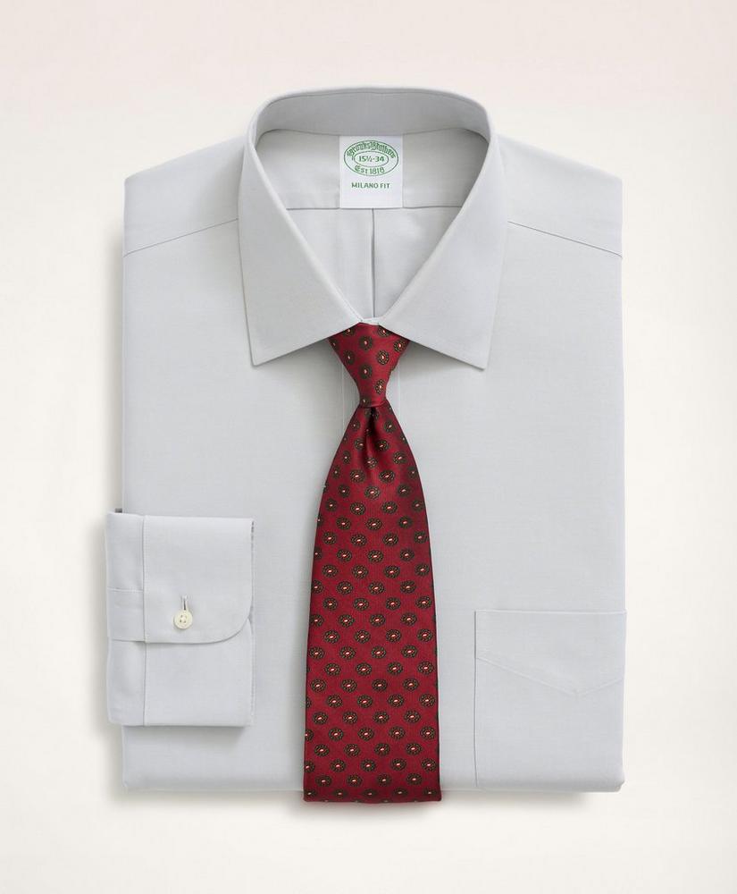 Brooksbrothers Stretch Milano Slim-Fit Dress Shirt, Non-Iron Pinpoint Ainsley Collar