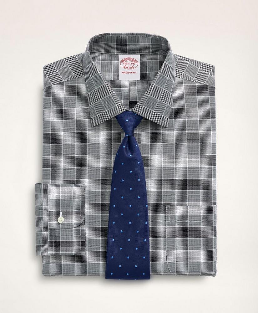 Brooksbrothers Stretch Madison Relaxed-Fit Dress Shirt, Non-Iron Herringbone Glen Plaid Ainsley Collar