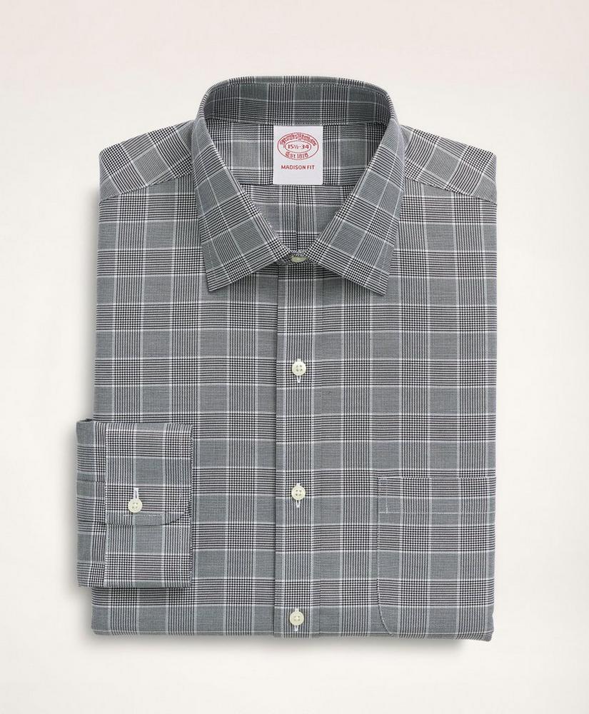Stretch Madison Relaxed-Fit Dress Shirt, Non-Iron Herringbone Glen Plaid Ainsley Collar, image 3
