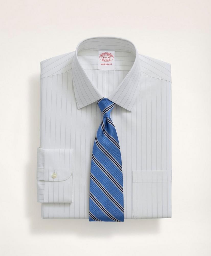 Brooksbrothers Stretch Madison Relaxed-Fit Dress Shirt, Non-Iron Herringbone Thin Stripe Ainsley Collar