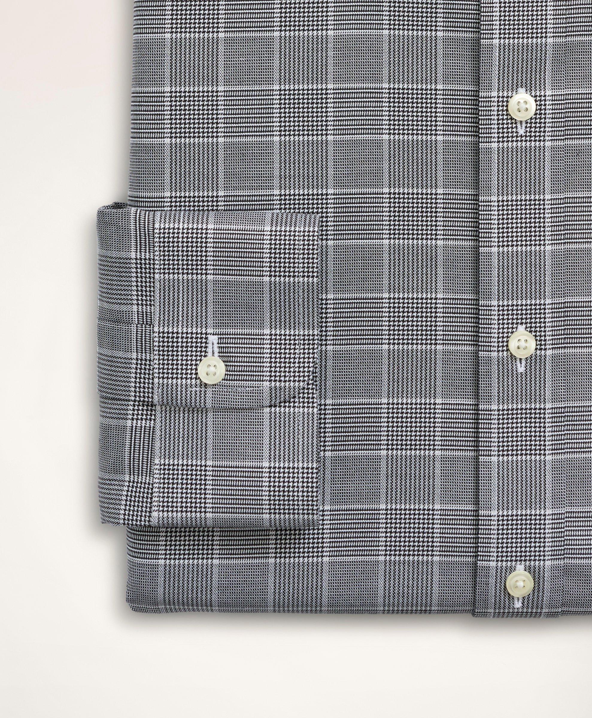 Stretch Milano Slim-Fit Dress Shirt, Non-Iron Herringbone Glen Plaid Ainsley Collar, image 4