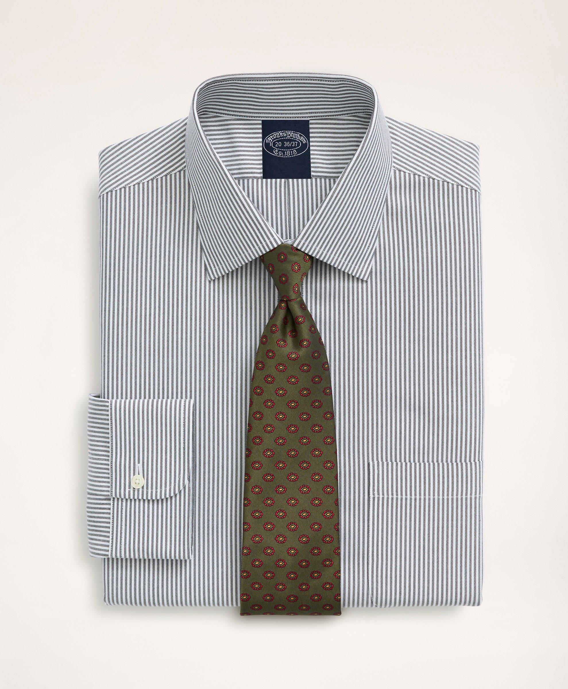 Stretch Big & Tall Dress Shirt, Non-Iron Herringbone Candy Stripe ...
