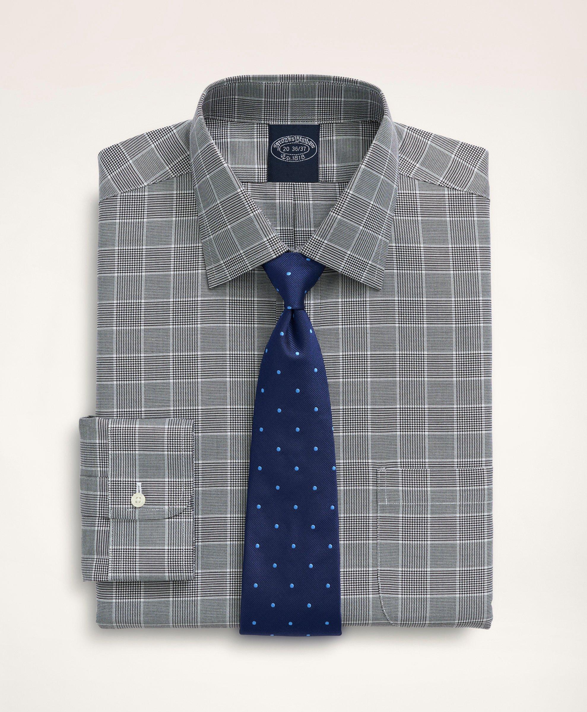 Stretch Big & Tall Dress Shirt, NonIron Herringbone Glen Plaid Ainsley