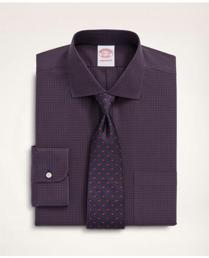 Stretch Madison Relaxed-Fit Dress Shirt, Non-Iron Poplin English Spread Collar Gingham, image 1