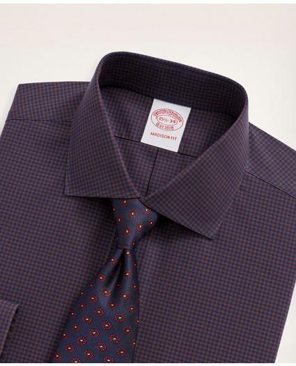 Stretch Madison Relaxed-Fit Dress Shirt, Non-Iron Poplin English Spread Collar Gingham, image 2