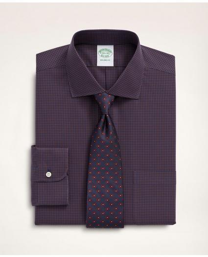 Stretch Milano Slim-Fit Dress Shirt, Non-Iron Poplin English Spread Collar Gingham, image 1