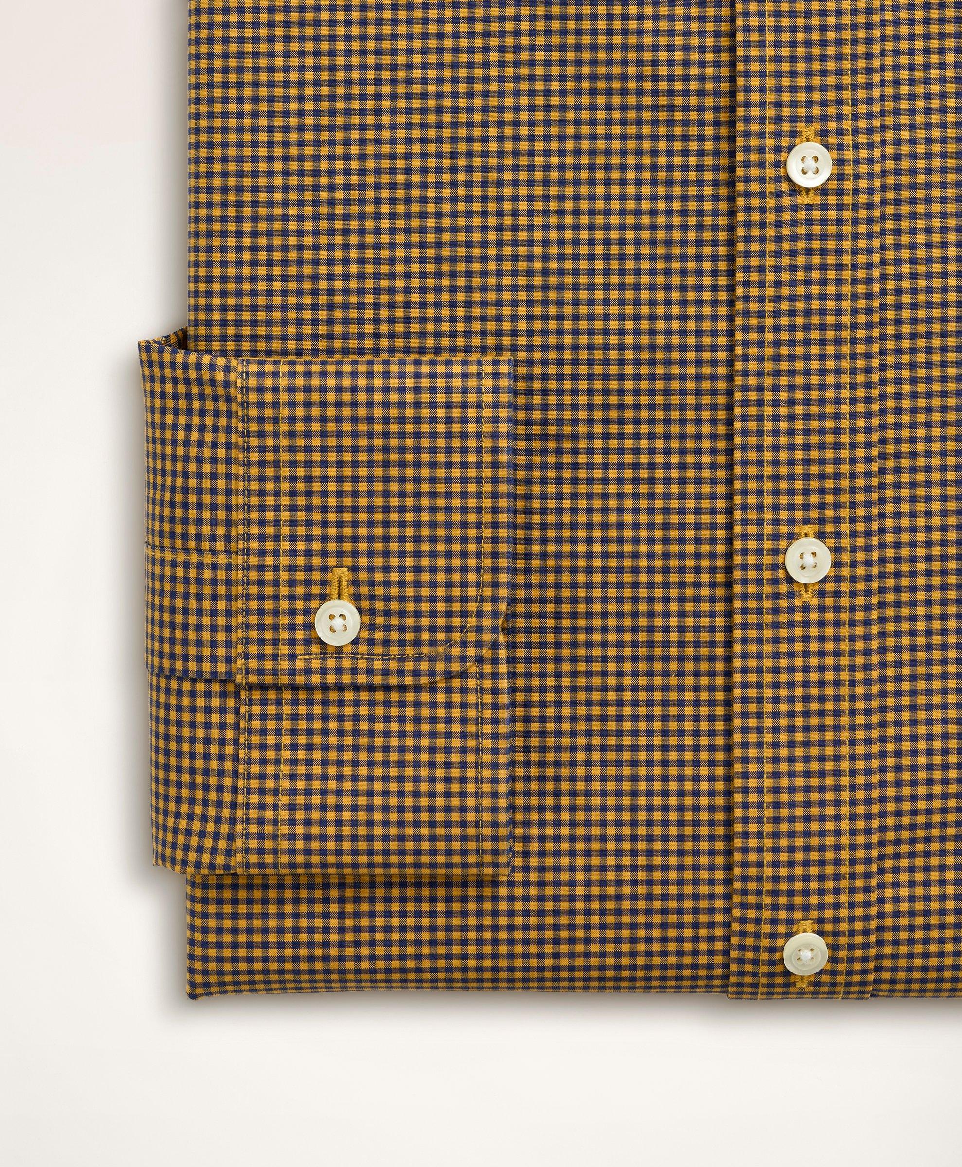 Stretch Big & Tall Dress Shirt, Non-Iron Poplin English Spread Collar Gingham, image 4