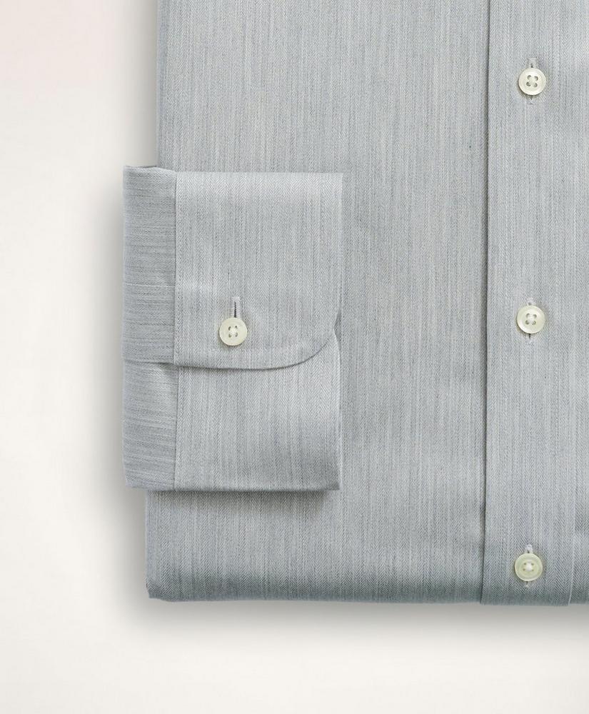 Stretch Milano Slim-Fit Dress Shirt, Non-Iron Herringbone Ainsley Collar, image 4