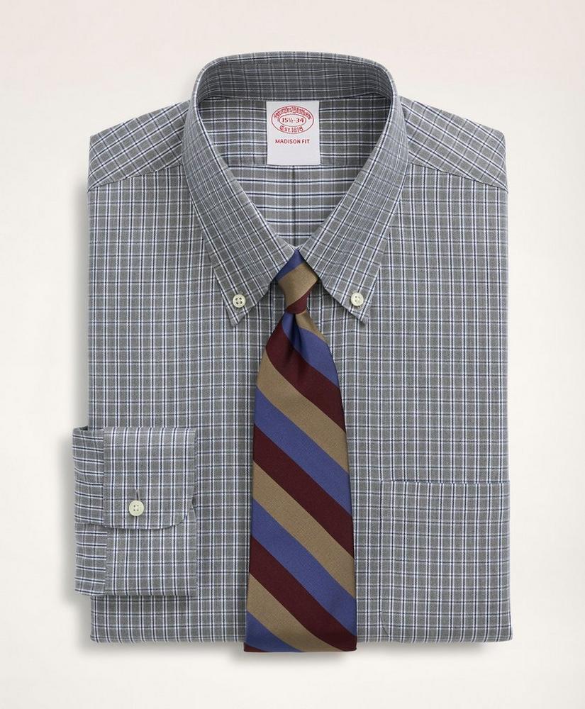 Stretch Madison Relaxed-Fit Dress Shirt, Non-Iron Twill Mini-Check Button Down Collar, image 1