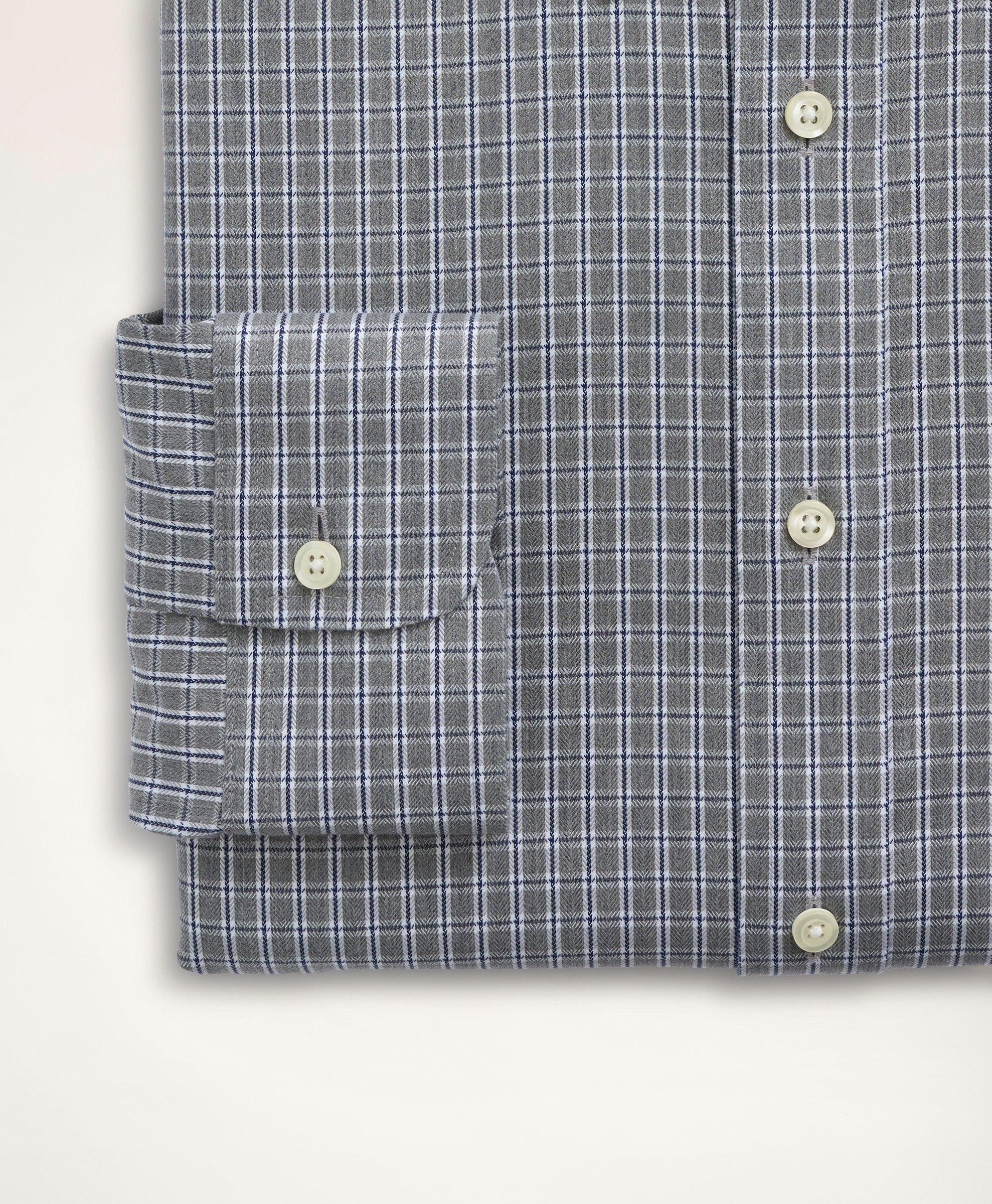 Stretch Milano Slim-Fit Dress Shirt, Non-Iron Twill Mini-Check Button ...