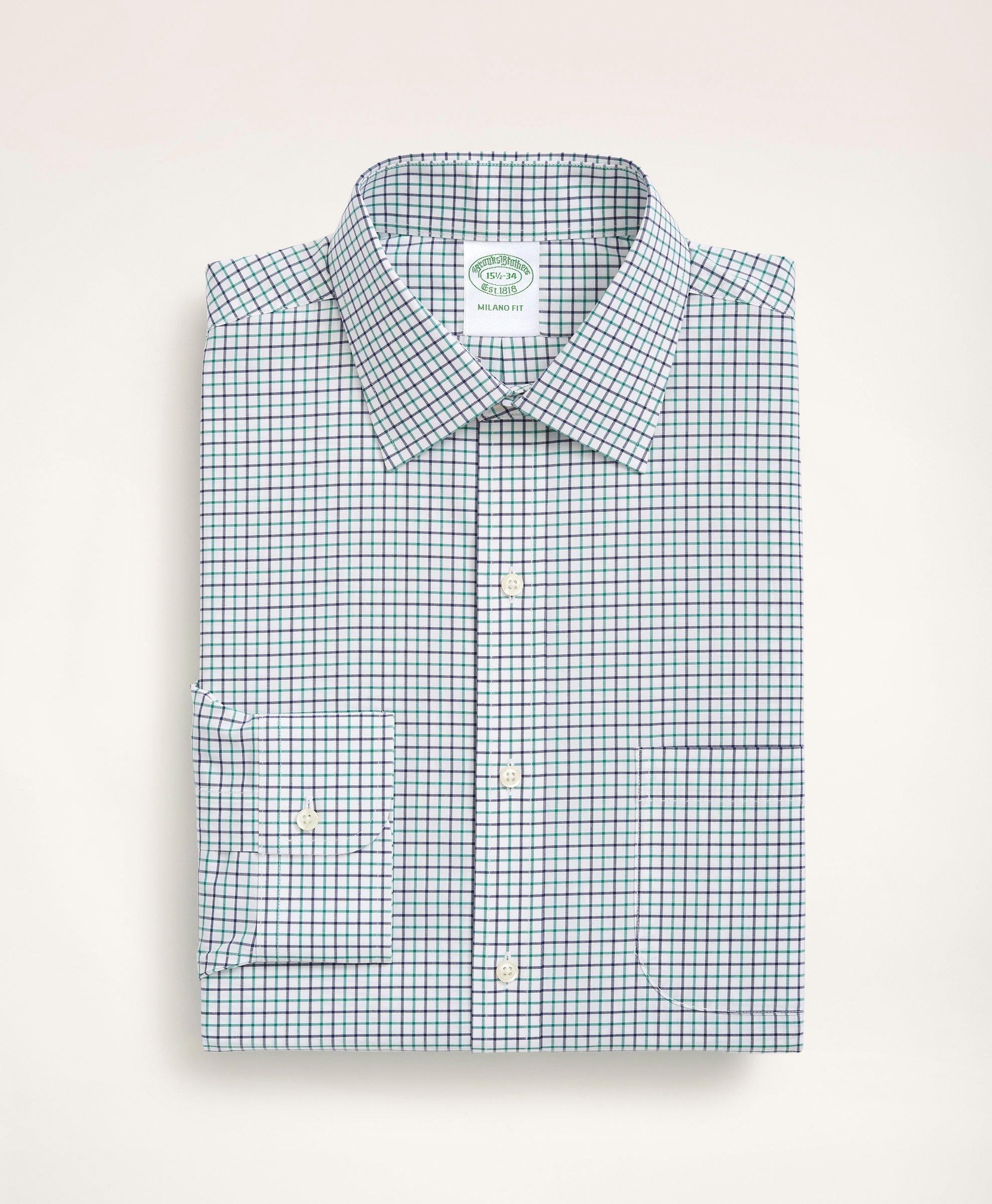 Stretch Milano Slim-Fit Dress Shirt, Non-Iron Poplin Ainsley Collar ...