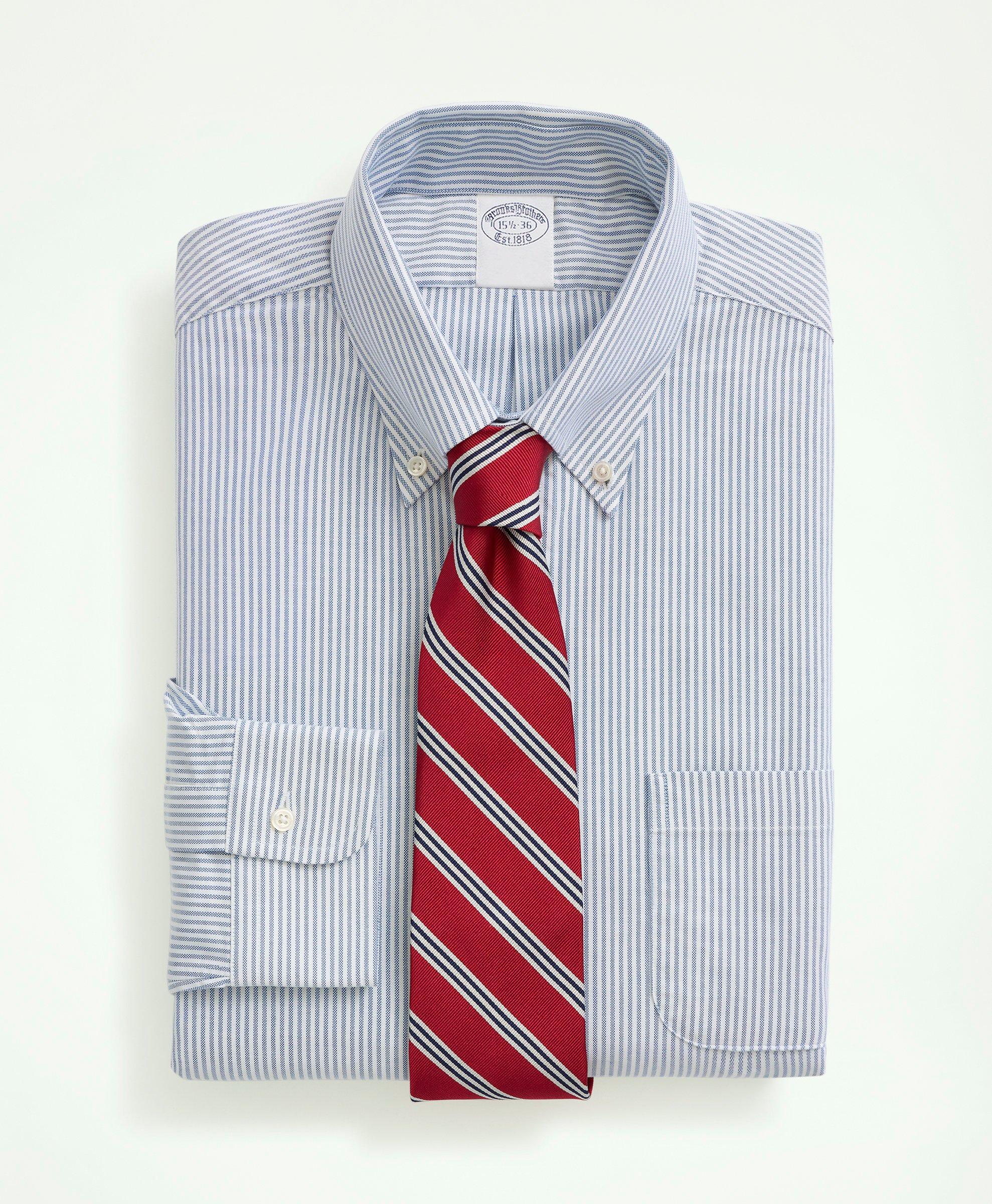 Men's Wrinkle-Free Classic Oxford Cloth Shirt, Traditional Fit University  Stripe