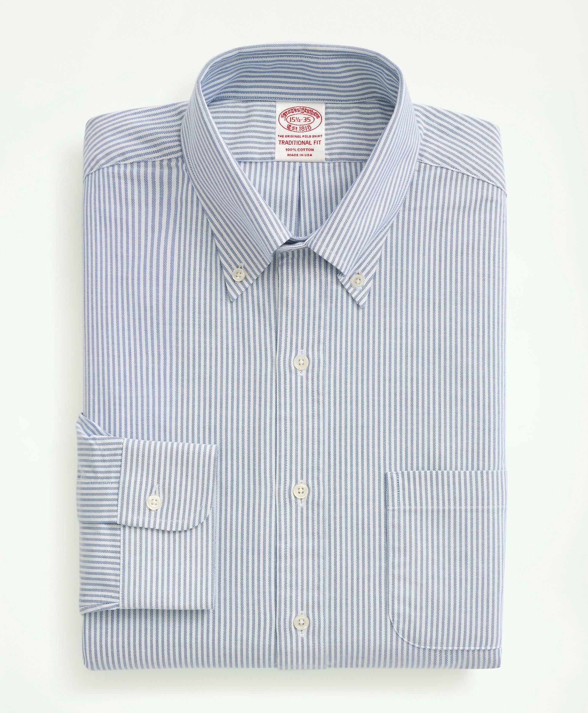 Tailored Athlete Athletic Fit Dress Shirt, Striped Light Blue, XL