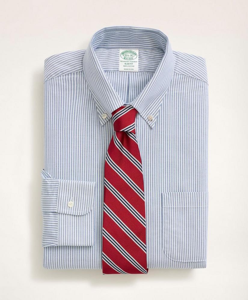 Slim Fit American-Made Oxford Cloth Button-Down Stripe Dress Shirt, image 1