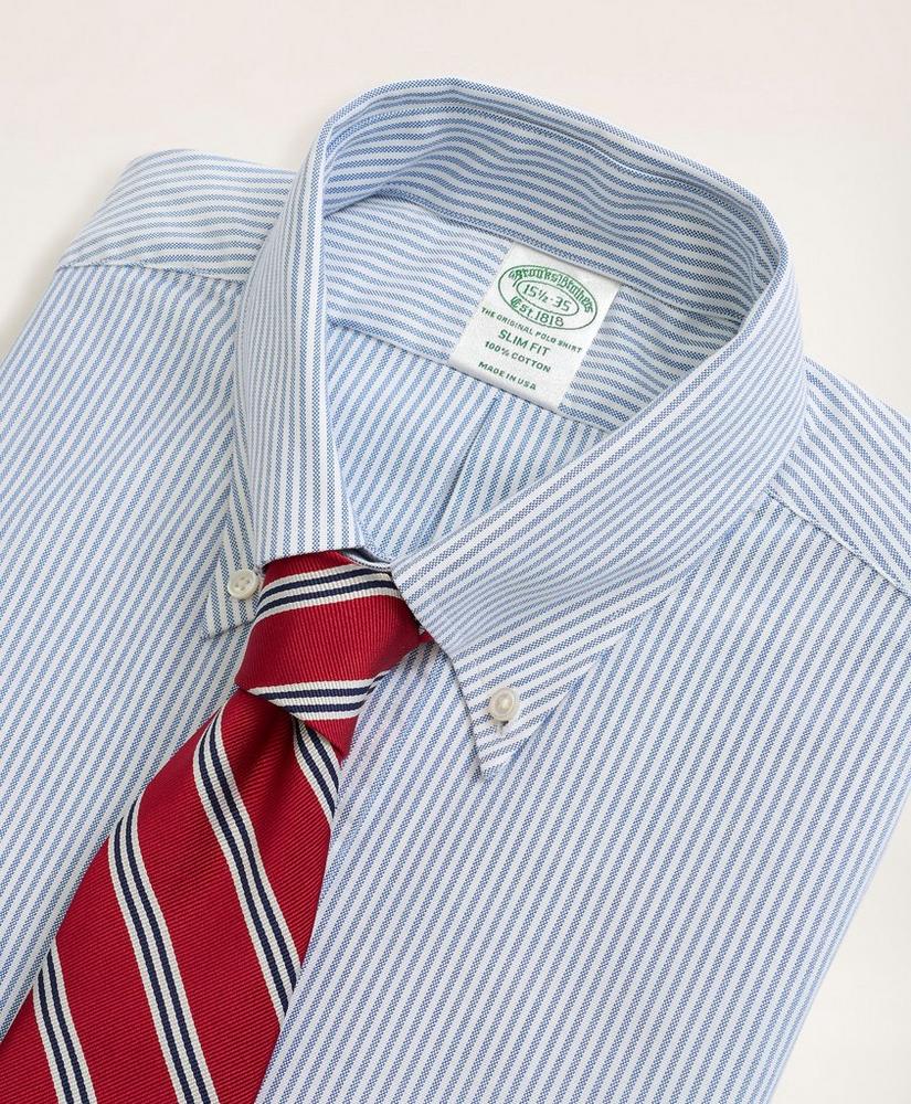 Slim Fit American-Made Oxford Cloth Button-Down Stripe Dress Shirt, image 2